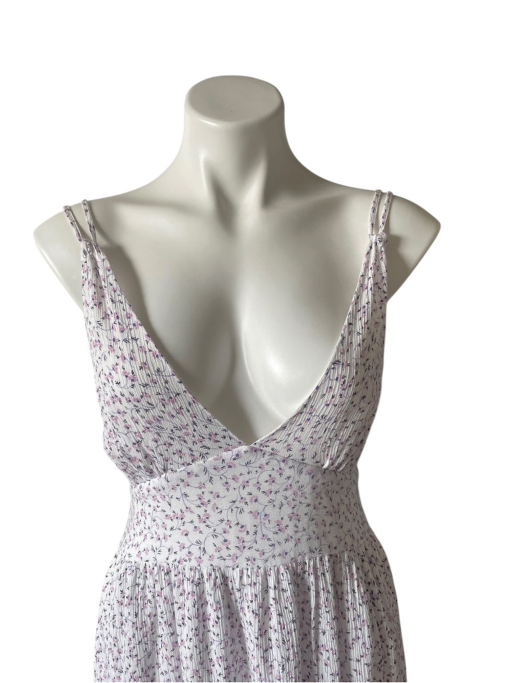 BB Dakota Sunday’s Best Floral Maxi Dress Babydoll White Purple Med Romantic - Picture 4 of 11